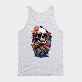 skull and flowers Tank Top